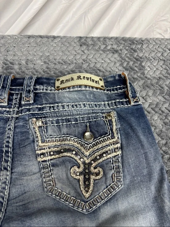 Rock Revival Women's Light Blue Boot Cut Jeans with Faded Wash - Picture 8 of 10